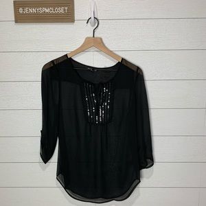NWT Black Express Sheer Top XS